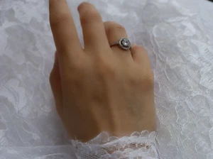 925 Sterling Silver Round Halo CZ Engagement Ring, Silver Ring, Sterling Silver - Picture 1 of 5