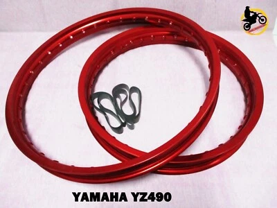YAMAHA YZ490  F & R ALUMINIUM RED WHEEL RIM SET  *nan4837* Foto 1 de 4