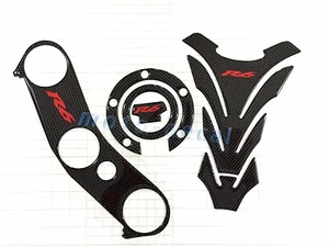 Real Carbon Fiber For YZF R6 2006-2009 Triple Clamp Yoke Fuel Tank Cover Decal - Picture 1 of 22
