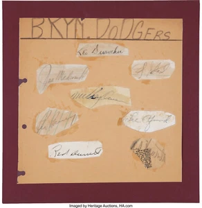 BROOKLYN DODGERS GREATS SIGNED SHEET Leo Durocher Medwick Owen Barney + JSA LOA - Picture 1 of 2