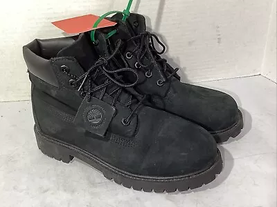 Timberland Youth Size 3 EU 35 Premium 6” Black Suede WP Work Boots AJ-656 - Image 1 of 4