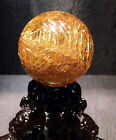 275gTop Rare Natural Rutilated gold crystal Quartz Sphere healing energy ball