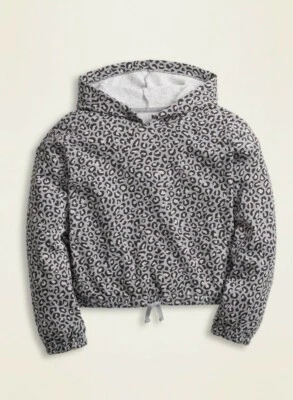 Sudadera con Capucha Old Navy Niñas Estampada Terry Francés Dobladillo Ceñido Gris Leopardo Talla XL (14) Foto 1 de 2