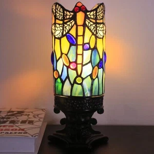 Small Tiffany Table Lamp Yellow Dragonfly Style Mini Stained Glass Desk Lamp ... - Picture 1 of 7