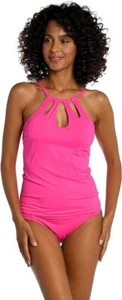La Blanca PINK Island Goddess High Neck Keyhole Tankini Swimsuit Top 4 - Picture 1 of 2