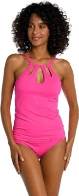 La Blanca PINK Island Goddess High Neck Keyhole Tankini Swimsuit Top 4 - Image 1 of 2