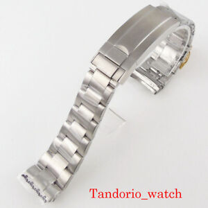 20mm 316L Oyster Steel Watch Bracelet Gold Black Silver Mens Strap Glide Lock