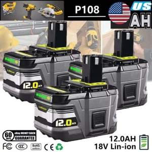 18 VOLT For RYOBI P107,P108 18V 12.0AH High Capacity Lithium Battery / Charger - Picture 1 of 11