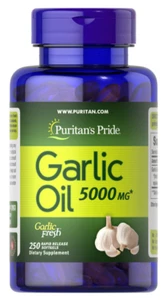 Puritan's Pride Garlic Oil 5000mg x250 Rapid Release Softgels - Picture 1 of 4
