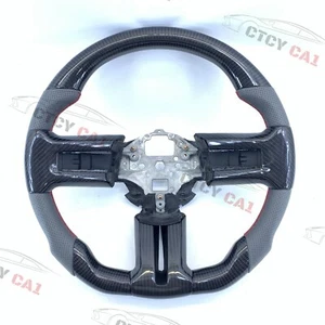 Custom Carbon Fiber Steering Wheel For 2010-2014 Ford Mustang perforated leather - Picture 1 of 6