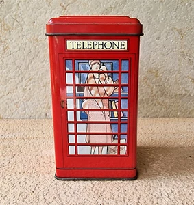 Vintage Wilson's English Telephone Box Money Box 1988 Original Stickers - Picture 1 of 9