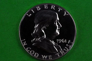 1961 Silber Franklin halber Dollar brillant US EDELSTEINPROOF (90 % SILBER) - Bild 1 von 1