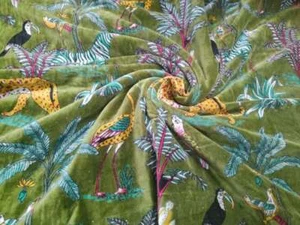 Indian Velvet Upholstery Fabric Sewing Running Fabric Animal Printed By The Yard - Picture 1 of 7