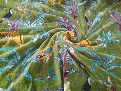 Indian Velvet Upholstery Fabric Sewing Running Fabric Animal Printed By The Yard - Image 1 of 4