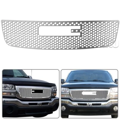 Fits 2003-2006 GMC Sierra 1500/2500HD/3500 Chrome Round Laser Cut Grille Grill Foto 1 de 4