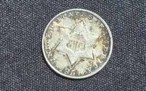 1854 Silver Three-Cent Piece Trime US Coin – Type 2 Star Design – Historic - Picture 1 of 6