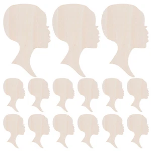 12PCS Ritagli Viso Donna Africana con Ciglia Donna Silhouette Testa Decorazione Legno - Foto 1 di 12
