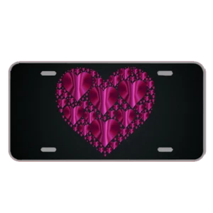 Custom Novelty License Plate With Dark Pink Hearts Within Hearts Design - Picture 1 of 1
