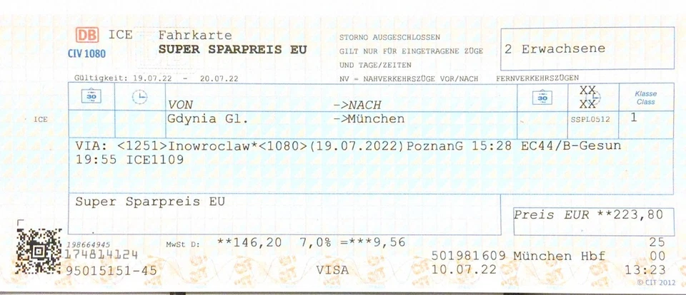 bahn ticket danzig münchen - Bild 1 von 1