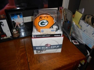 AARON ROGERS GREEN BAY PACKERS MINI HELMET AUTO COA STEINER+B/NEW CASE FREE SHIP - Picture 1 of 14