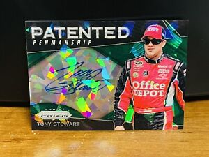 2018 Green Cracked Ice Prizm TONY STEWART Auto 21/25 Autograph Patented Pen Card