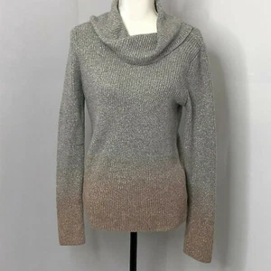 White House Black Market Women Small Sweater Cowl Neck Faded Pullover Metallic - Picture 1 of 7