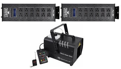 (2) Chauvet PRO-D6 6 Ch 20A DMX-512 Dimmer Switch Packs 115V/230V+Haze Machine - Image 1 of 4