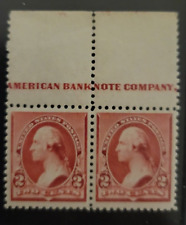 US Stamps Scott 220 MLH Pair with Full Imprint - Free Shipping