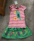 New Frugi Parrot Applique Poldhu T Shirt and St Mawes Skirt 3-4 years