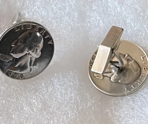 1956 US Silber Quarter Manschettenknöpfe Set auf Sterling Silber - Bild 1 von 18