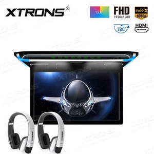15.6" Car Roof Monitor Ceiling Overhead Video Player HDMI 1080P USB +IR Headsets - Picture 1 of 12