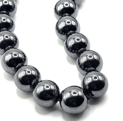 Chunky Hematite Marked 585 14k gold knotted every 10th bead 3/8in beads 23in - Image 1 of 4