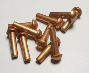 3/32" dia x 3/8" long solid copper Round head rivets - Picture 1 of 1