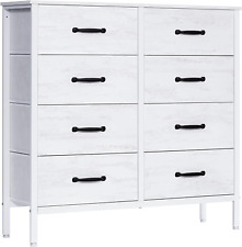 White Chest of Drawer Bedroom Furniture, Fabric Wide Storage Drawer with Deep an