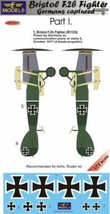 Bristol F.2b Fighter Germans Capturado Parte I.- JUEGO DE CALCOMANÍAS, LFC72251, MODELOS LF, 1:72 - Imagen 1 de 1