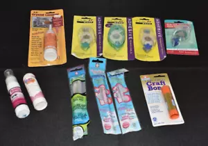Craft Adhesive (Lot of 11) Lacquer, Glittering Pens, Quickie Glue, Glue Stick - Picture 1 of 12