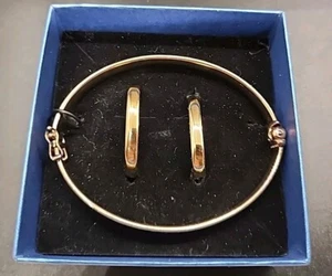 Pendientes de aro Sevilla de oro sobre plata de 4 mm con brazalete con bisagras de 6 mm NUEVO EN CAJA HSN - Imagen 1 de 6