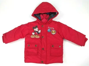 Disney Baby Mickey Mouse Explorer Red Winter Jacket Size 18-24 mo Removable Hood - Picture 1 of 10