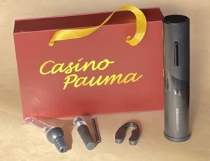 Electric WINE OPENER SET Casino PAUMA Corkscrew POURER Foil STOPPER Battery GIFT - Picture 1 of 6