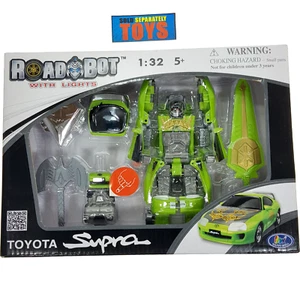 Road Bot with lights TOYOTA SUPRA 1:32 Happy Well green Robot Transformer figure - Picture 1 of 7