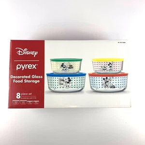 Pyrex Disney Mickey Mouse 8 pc. Set Glass Food Storage Containers with Lids USA - Picture 1 of 8