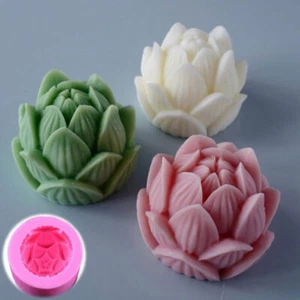 Lotus Flower Shape Candle Silicone Mould 3D Handmade Soap Model DIY Plaster Mold - Picture 1 of 8