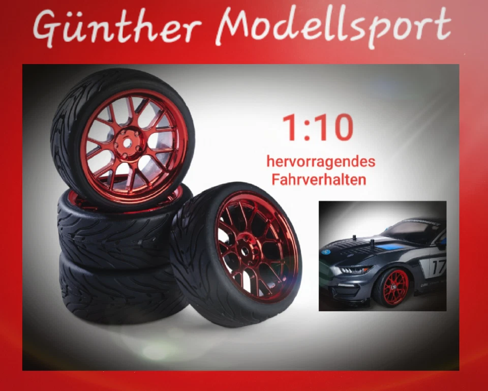 Carson 500900193 - 1 10 Räderset Y-Design3 (4) rot - Neu