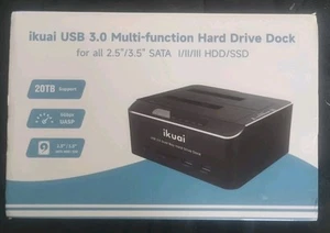 Ikuai SATA to USB 3.0 Dual Bay Hard Drive Dock for 2.5/3.5 SATA HDD SSD - Picture 1 of 2