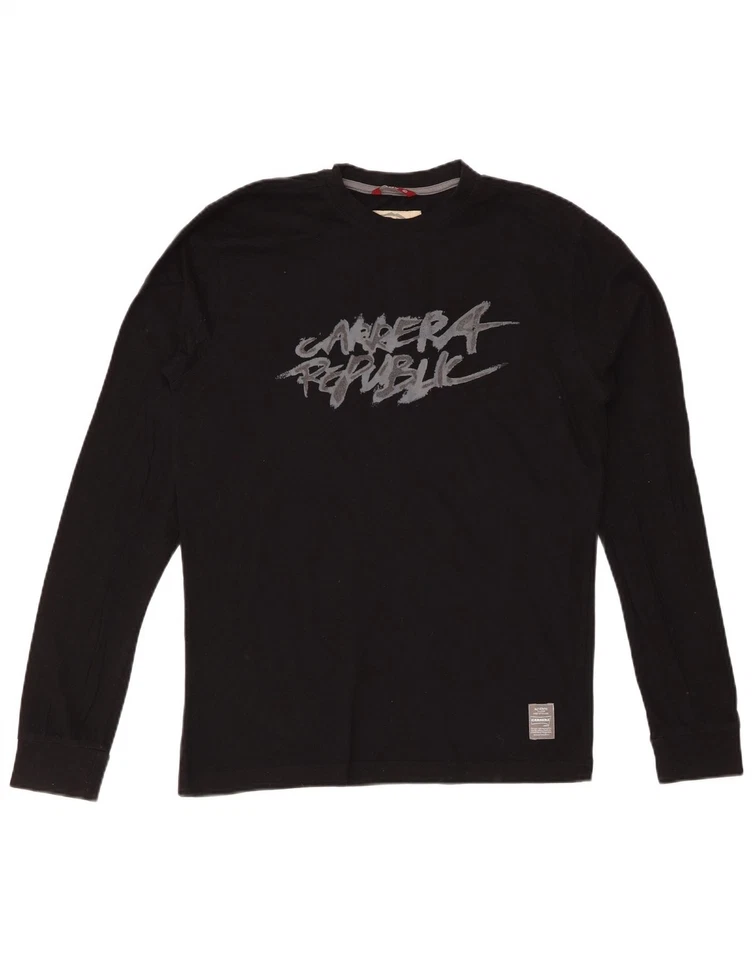 Camiseta gráfica CARRERA para hombre manga larga mediana negra FE19 Foto 1 de 3