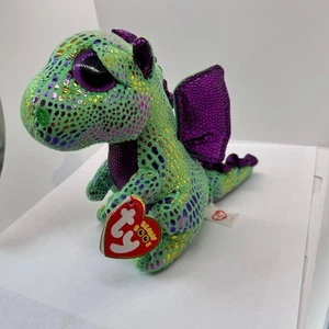 TY Beanie Boos - CINDER il Drago Verde (Occhi Glitterati) (Regolare - 6 pollici) -MWMT - Foto 1 di 13