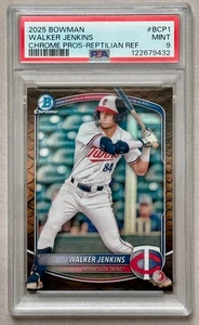 2025 Bowman - Chrome Prospect Reptilian Refractor Walker Jenkins #BCP-1 PSA 9 - Picture 1 of 2