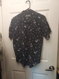 Grim Reaper Skater Woven Button-Up Hot Topic Exclusive MEDIUM Rare! Out Of Stock - Picture 1 of 5