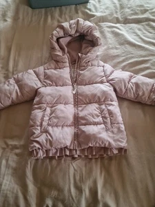 Girls Dusky Pink Winter Padded Coat Next Age 2-3 Yrs Hood - Picture 1 of 9