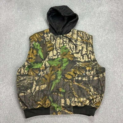 RealTree Jacket Adult Large Green Workwear Canvas Camo Hunting Vest Hood Mens - Image 1 of 4